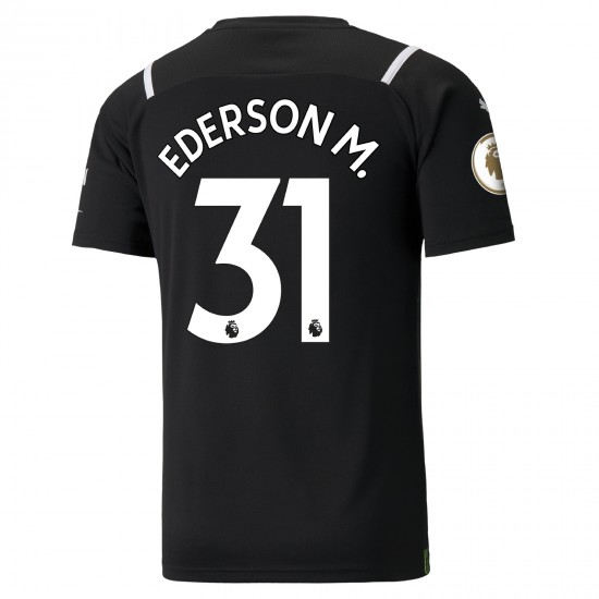 Camisola Manchester City Guarda-redes Ederson 31 Equipamento Primeiro 2021-2022 Manga Curta